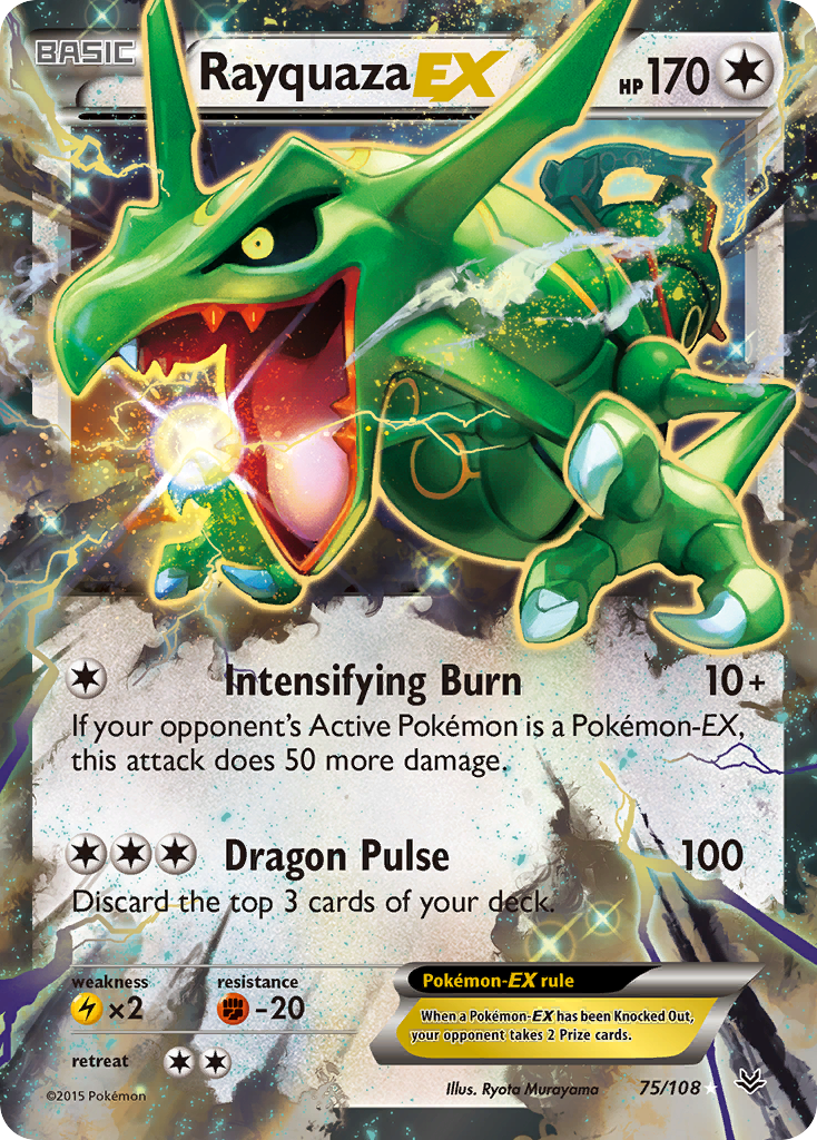 Rayquaza EX 75/108 Holo Ultra Rare Roaring Skies Pokemon Lightly Played