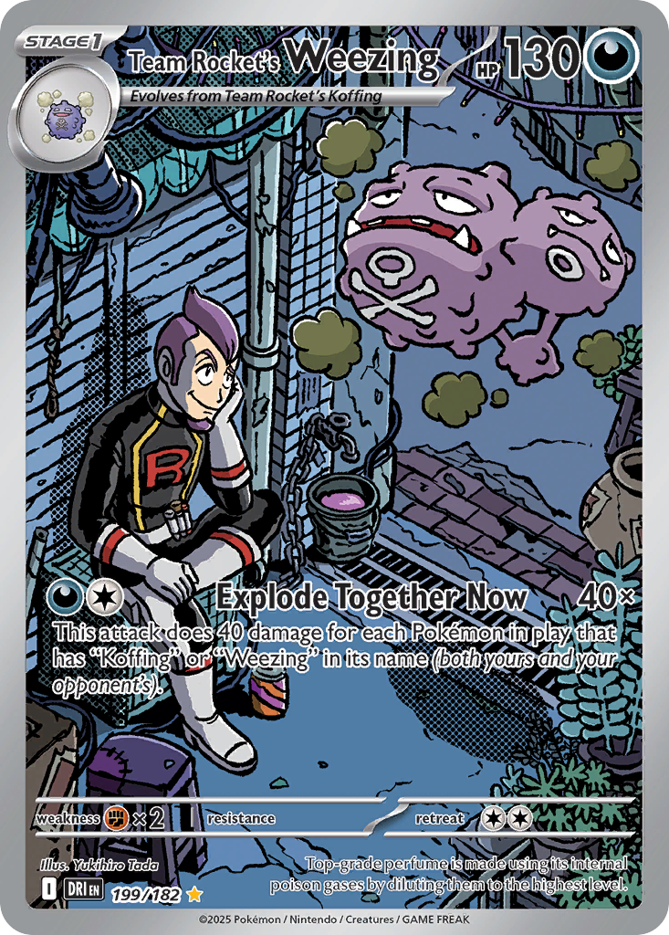 Team Rocket's Weezing 199/182 Illustration Rare Destined Rivals Pokemon NM