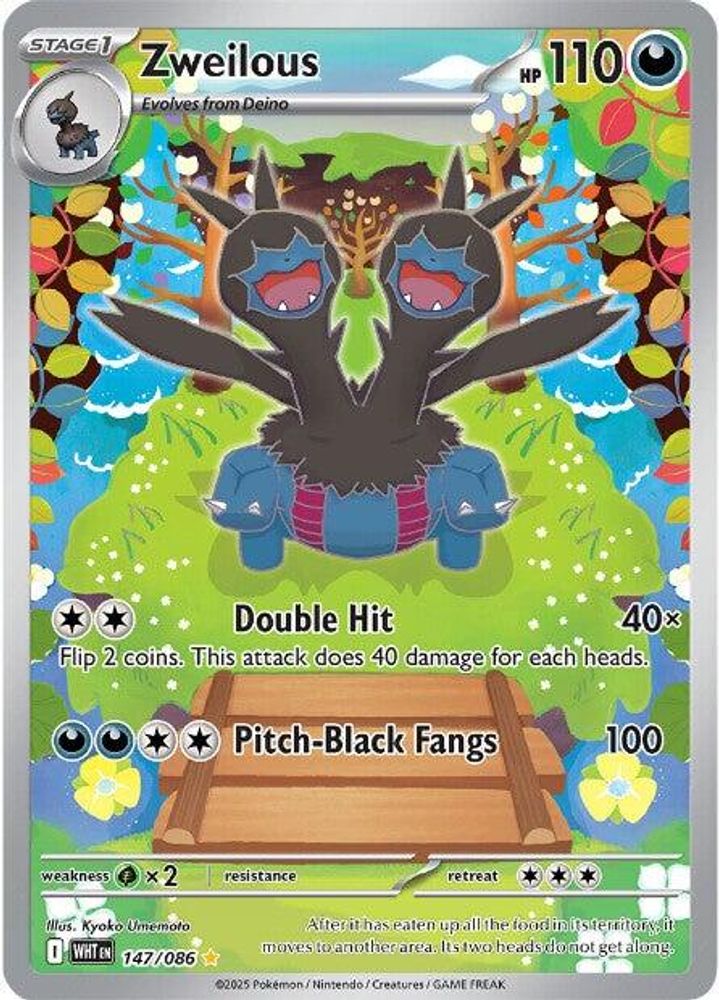 Zweilous 147/086 Holo Illustration Rare White Flare Pokemon Near Mint