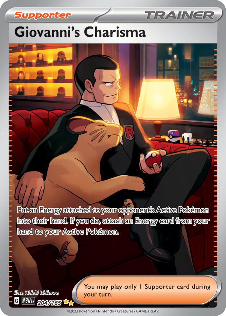 Giovanni's Charisma 204/165 Special Illustration Rare 151 Pokemon Near Mint