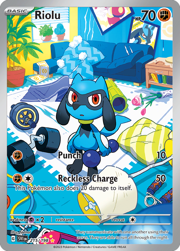 Riolu 215/198 Illustration Rare Scarlet & Violet Pokemon Near Mint