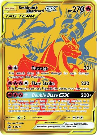 Reshiram & Charizard GX - SM247 Holo Promo Sun & Moon Promo Pokemon Near Mint