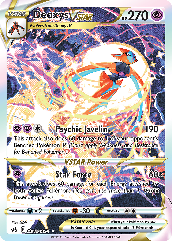 Deoxys VSTAR GG46/GG70 Holo VSTAR Rare Crown Zenith Galarian Gallery Pokemon NM