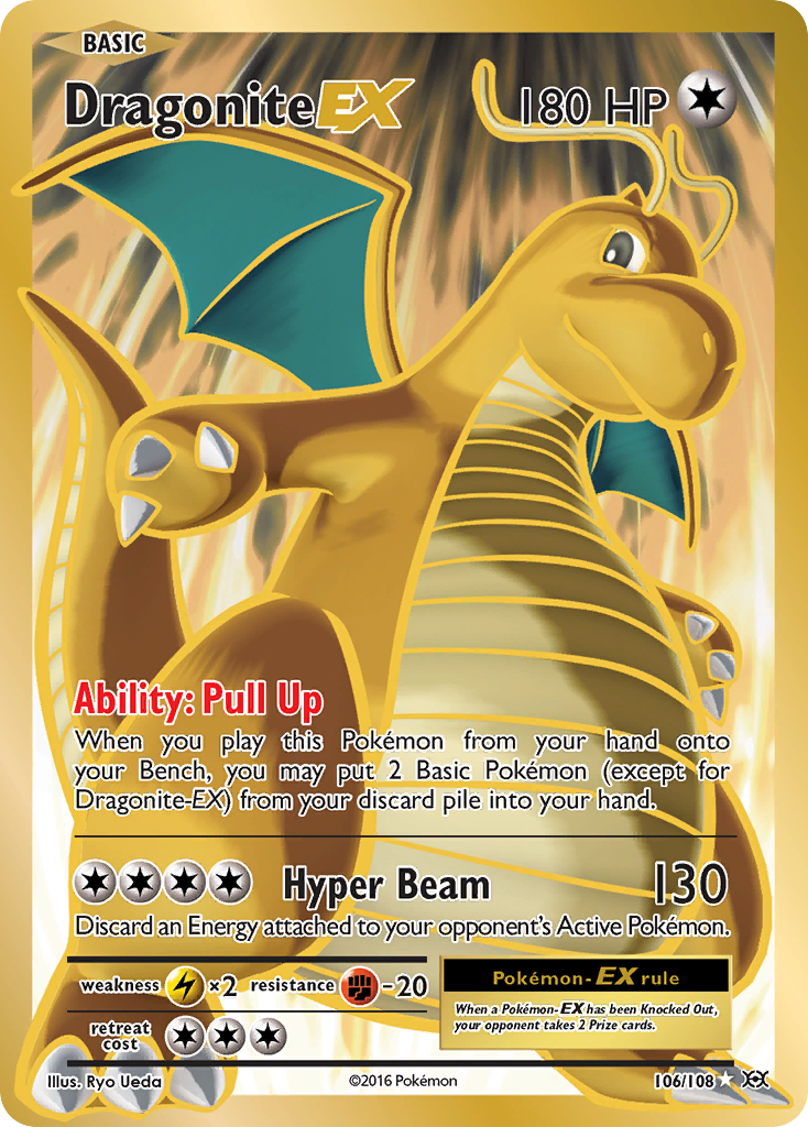 Dragonite EX 106/108 Ultra Rare Evolutions Pokemon Heavily Played