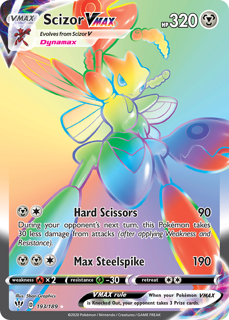 Scizor VMAX 193/189 Rainbow Rare Darkness Ablaze Pokemon Near Mint