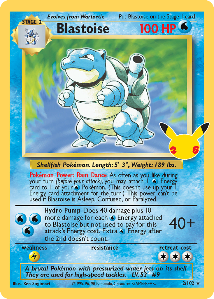 Blastoise 2/102 Classic Collection Celebrations: Classic Collection Pokemon NM