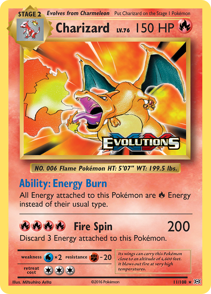 Charizard 11/108 Holo Rare Evolutions Pokemon Near Mint