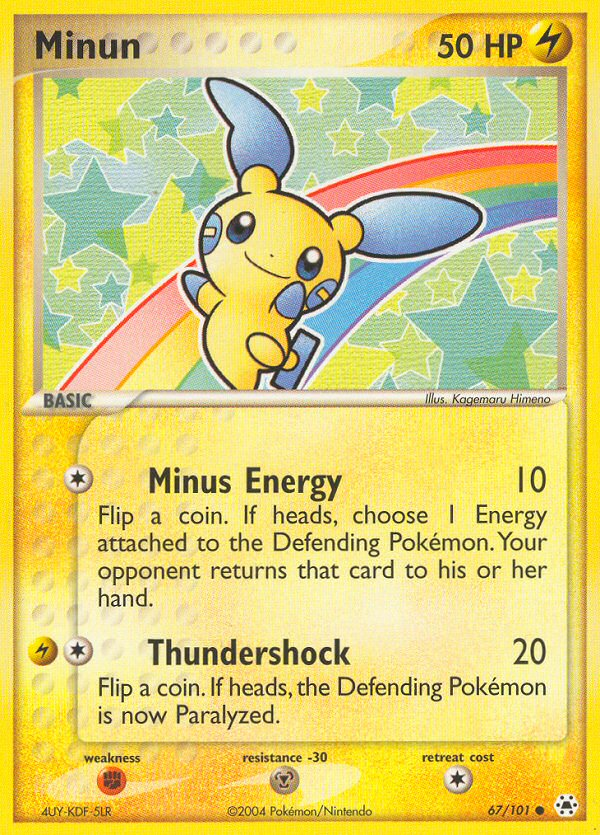 Minun 67/101 Common Hidden Legends Pokemon Near Mint