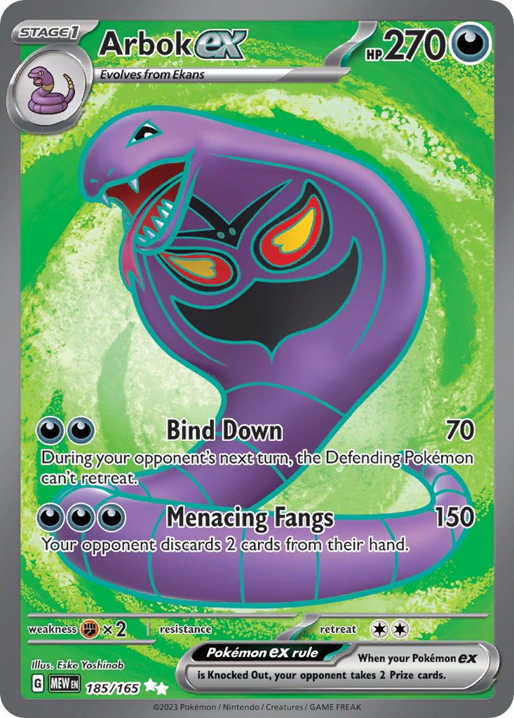 Arbok ex 185/165 Ultra Rare 151 Pokemon Near Mint