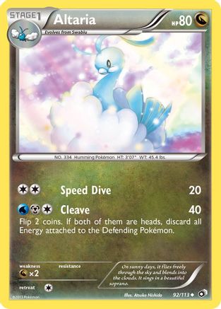 Altaria 92/113 Uncommon Legendary Treasures Pokemon Reverse Holo Near Mint