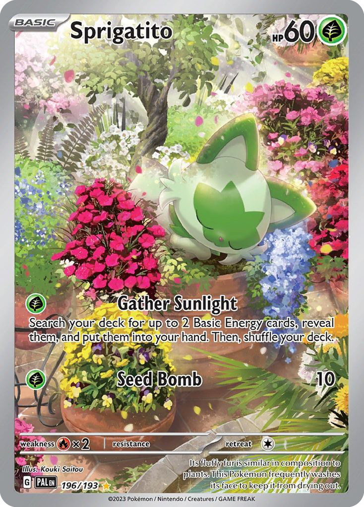 Sprigatito 196/193 Illustration Rare Paldea Evolved Pokemon Lightly Played