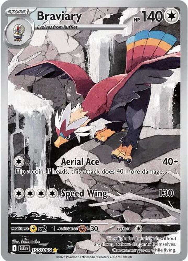 Braviary 155/086 Holo Illustration Rare Black Bolt Pokemon Near Mint
