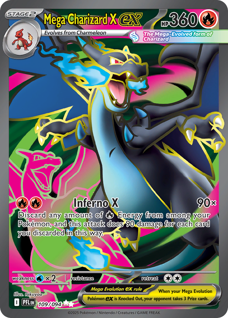 Mega Charizard X ex 109/094 Ultra Rare Phantasmal Flames Pokemon Near Mint