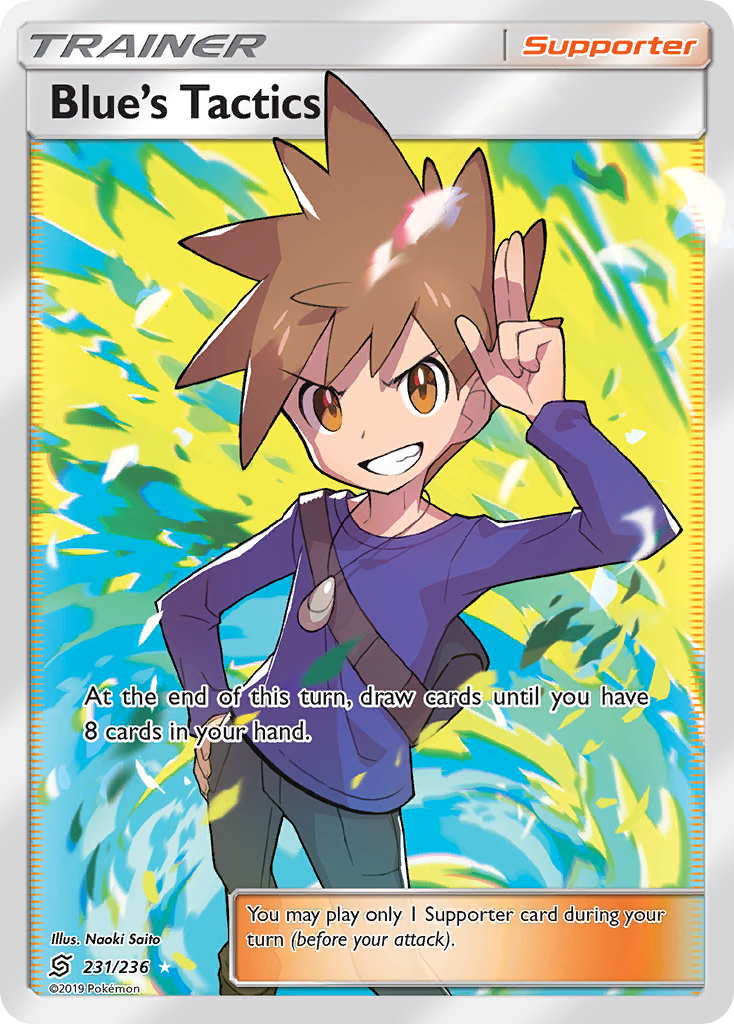 Blue's Tactics 231/236 Ultra Rare Unified Minds Pokemon Holo Near Mint