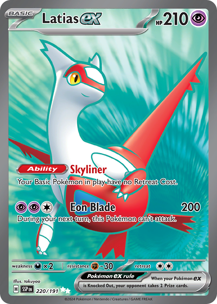 Latias ex 220/191 Ultra Rare Surging Sparks Pokemon Near Mint