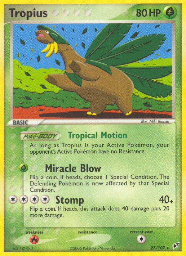 Tropius 27/107 Rare Deoxys Pokemon Reverse Holo Near Mint