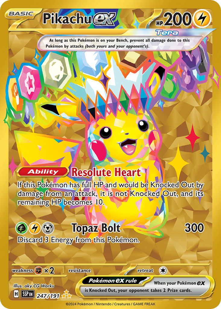 Pikachu ex 247/191 Hyper Rare Surging Sparks Pokemon Near Mint