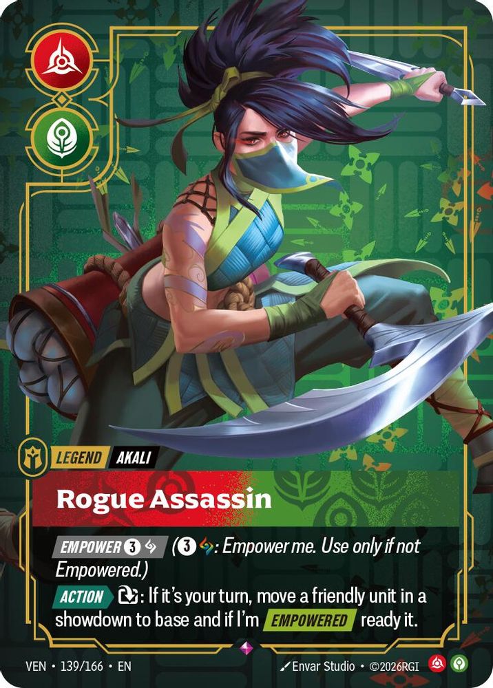 Akali - Rogue Assassin 139/166 Rare Vendetta Riftbound Foil Near Mint