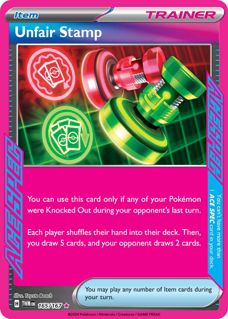 Unfair Stamp 165/167 ACE SPEC Rare Twilight Masquerade Pokemon Near Mint