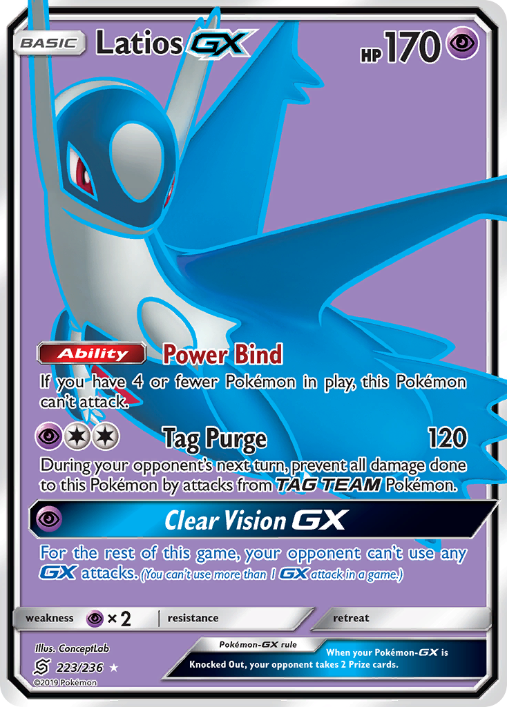 Latios GX 223/236 Ultra Rare Unified Minds Pokemon Holo Near Mint