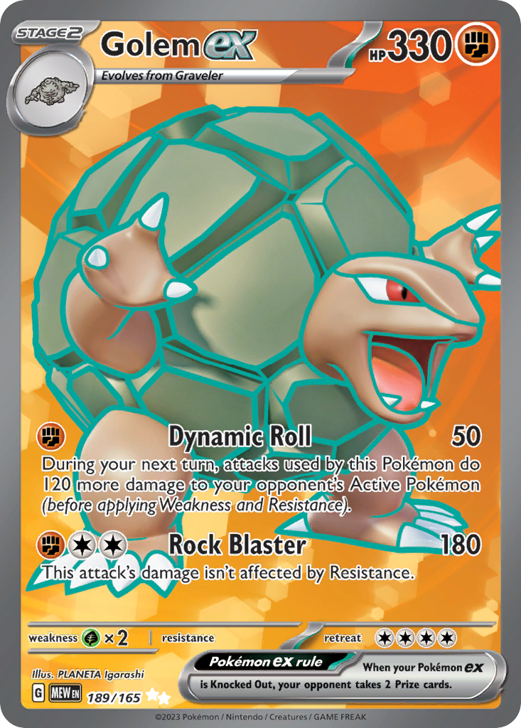Golem ex 189/165 Ultra Rare 151 Pokemon Near Mint