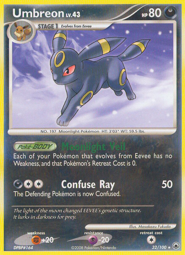 Umbreon 32/100 Rare Majestic Dawn Pokemon Reverse Holo Lightly Played