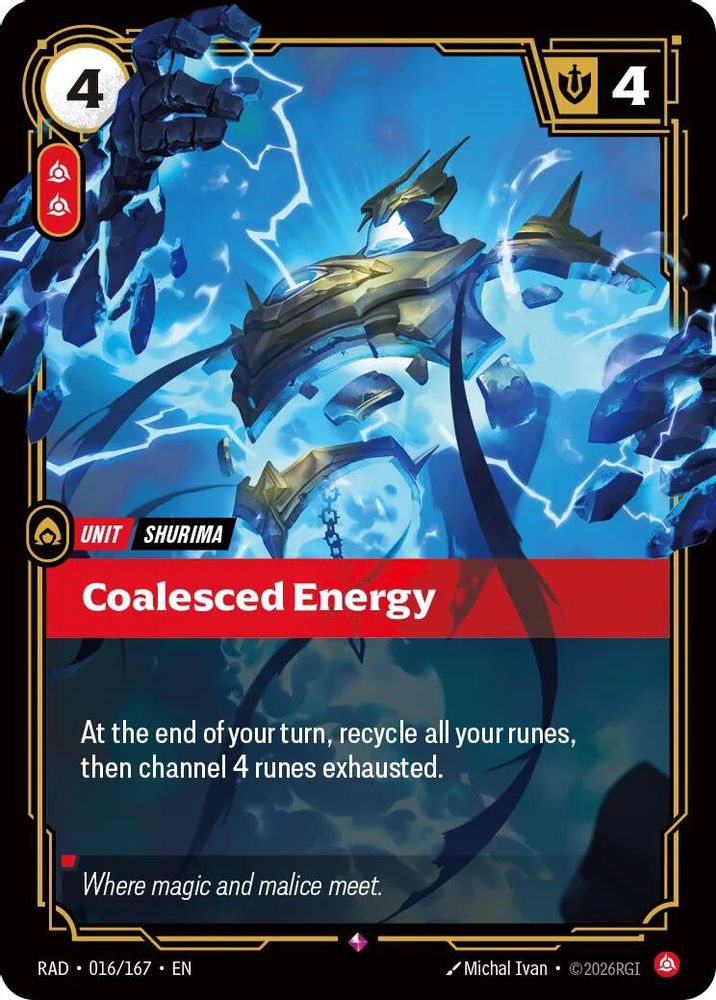 Coalesced Energy 016/167 Rare Radiance Riftbound Foil Near Mint