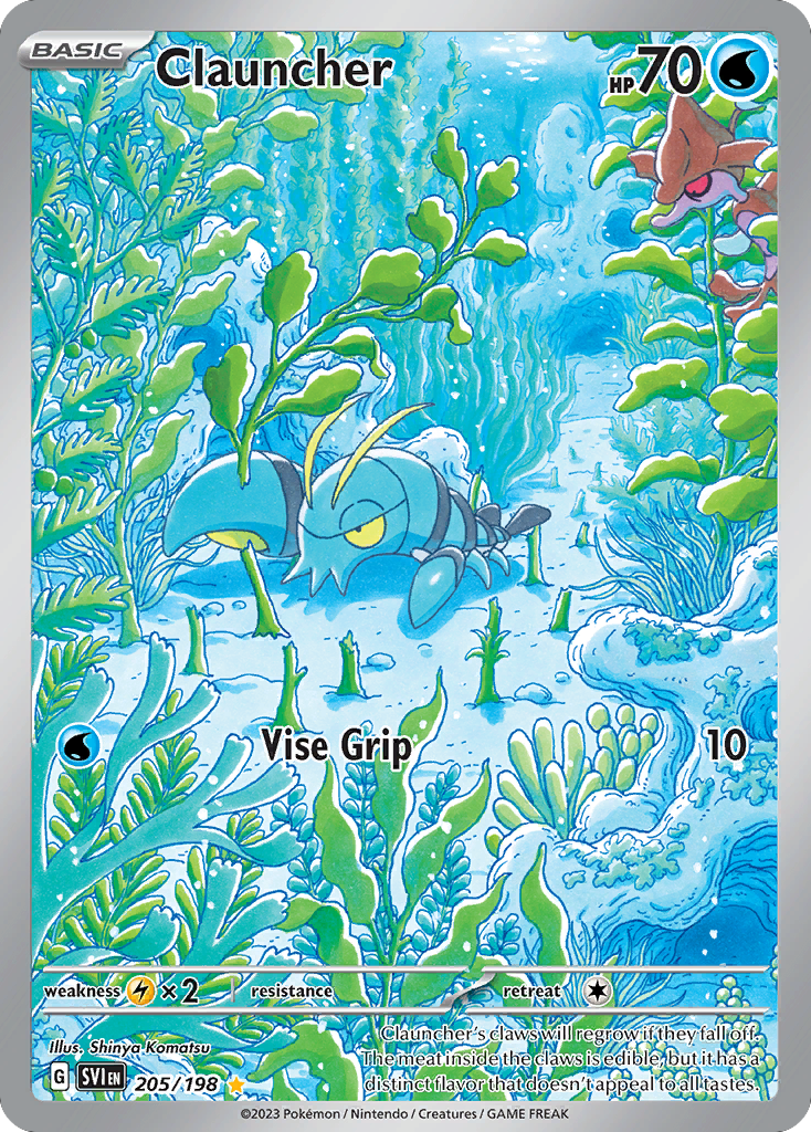 Clauncher 205/198 Illustration Rare Scarlet & Violet Pokemon Near Mint