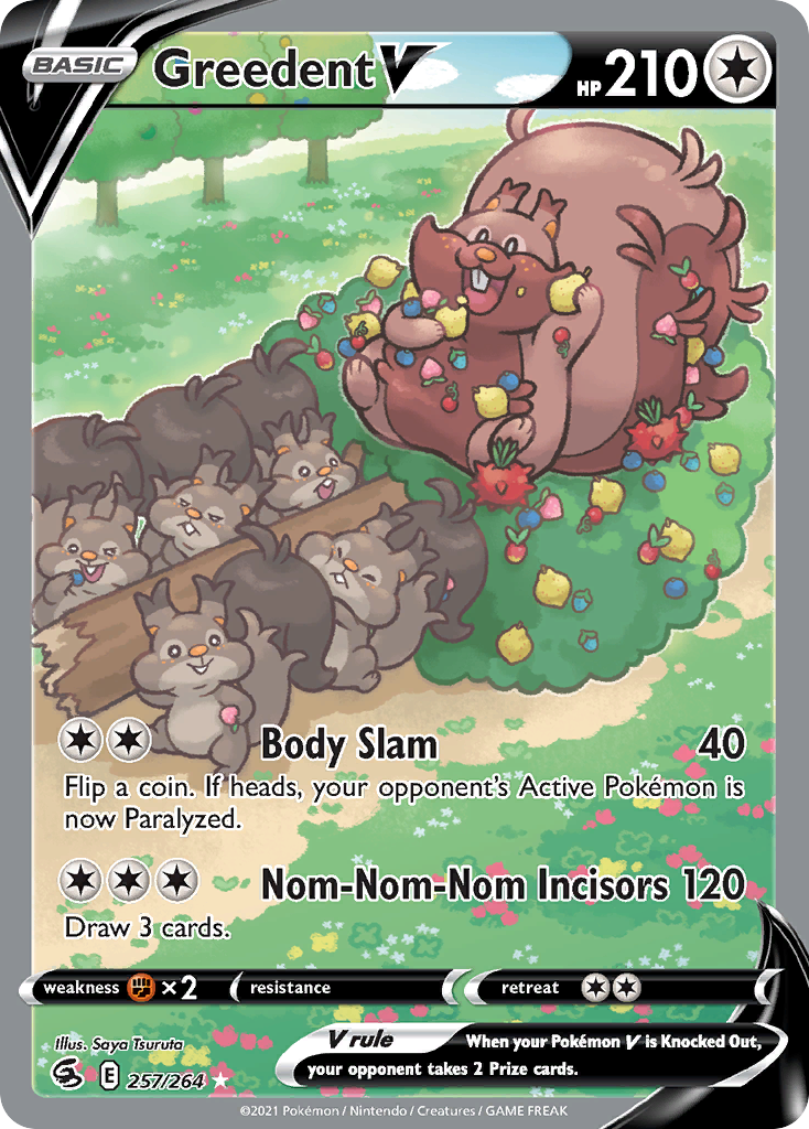 Greedent V 257/264 Ultra Rare Fusion Strike Pokemon Holo Near Mint