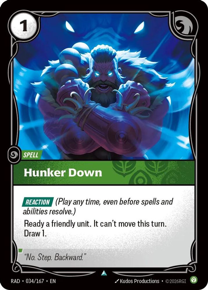 Hunker Down 034/167 Uncommon Radiance Riftbound Near Mint