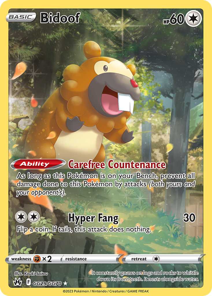 Bidoof GG29/GG70 Holo Crown Zenith Galarian Gallery Pokemon NM