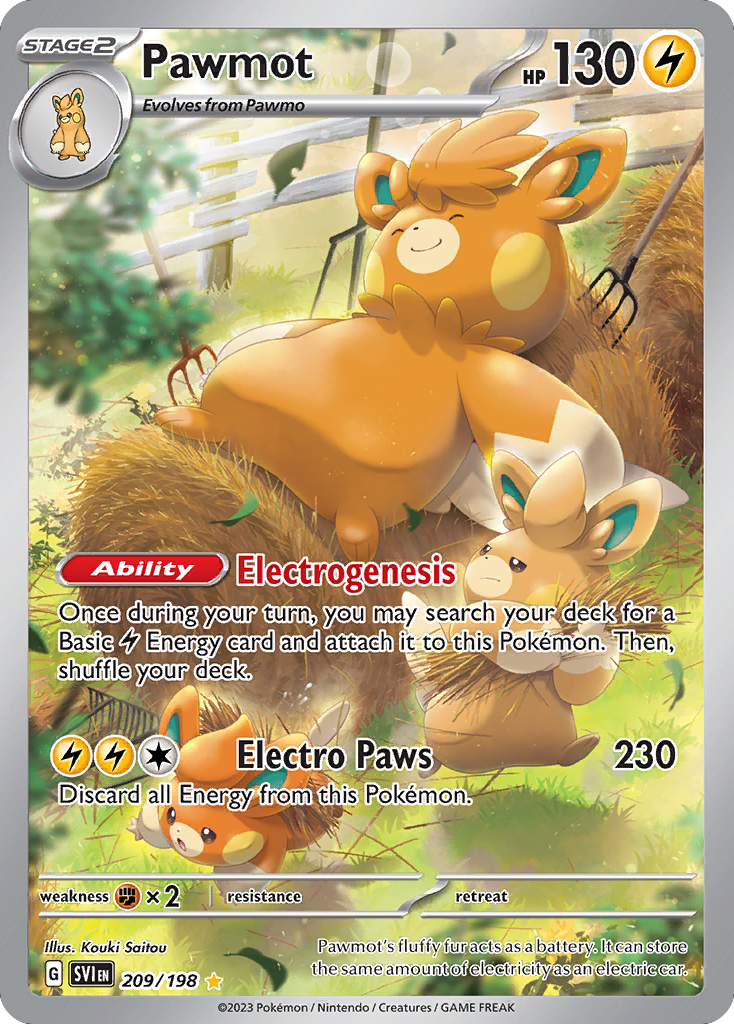 Pawmot 209/198 Illustration Rare Scarlet & Violet Pokemon Near Mint