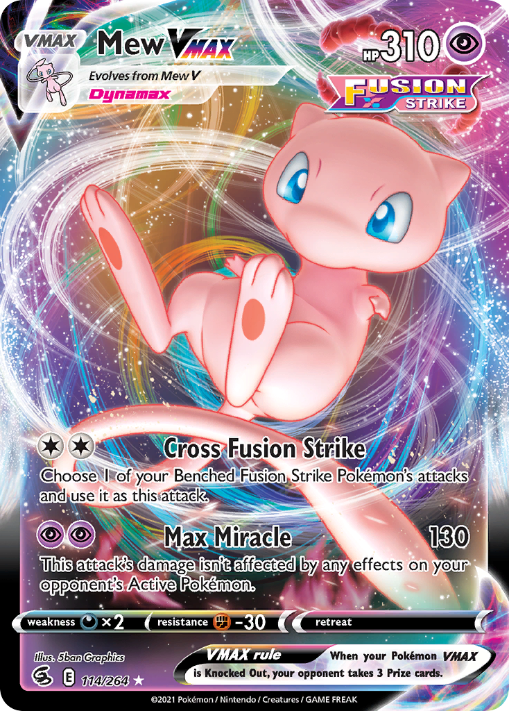 Mew VMAX 114/264 Holo VMAX Rare Fusion Strike Pokemon Near Mint