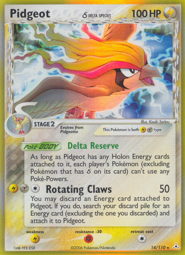 Pidgeot 14/110 Holo Rare Holon Phantoms Pokemon Lightly Played