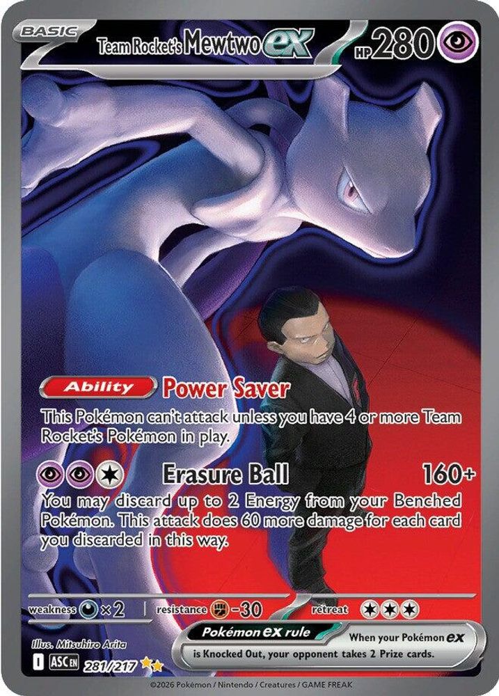 Team Rocket's Mewtwo ex 281/217 Ascended Heroes Pokemon Holo NM