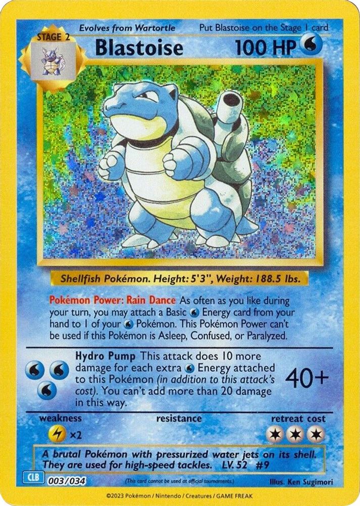Blastoise 003/034 Holo Classic Collection Trading Card Game Classic Pokemon NM