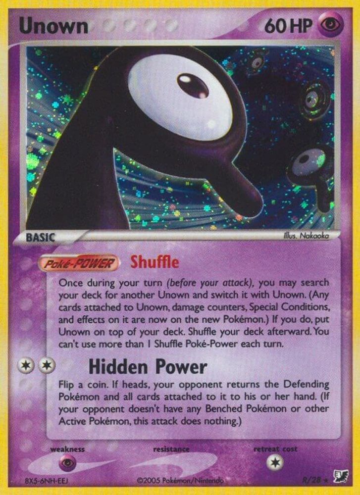 Unown (R) R/28 Holo Rare Unseen Forces Pokemon Lightly Played