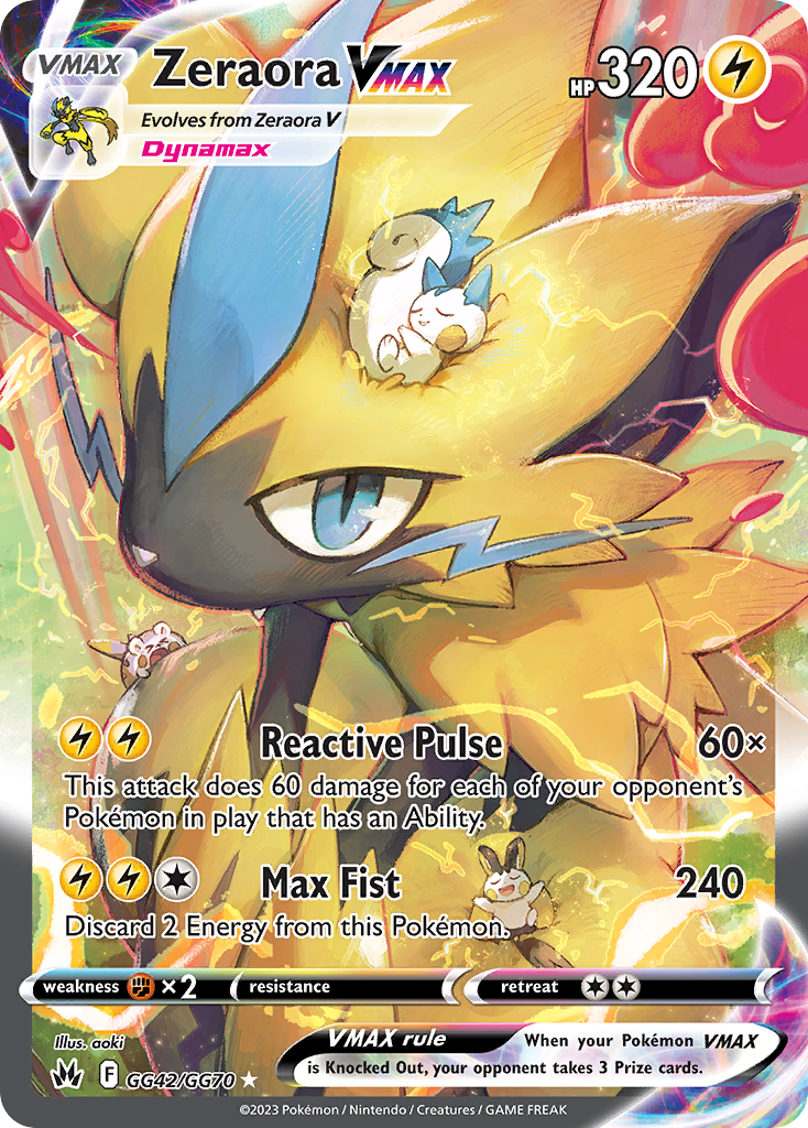 Zeraora VMAX GG42/GG70 Holo Ultra Rare Crown Zenith Galarian Gallery Pokemon NM
