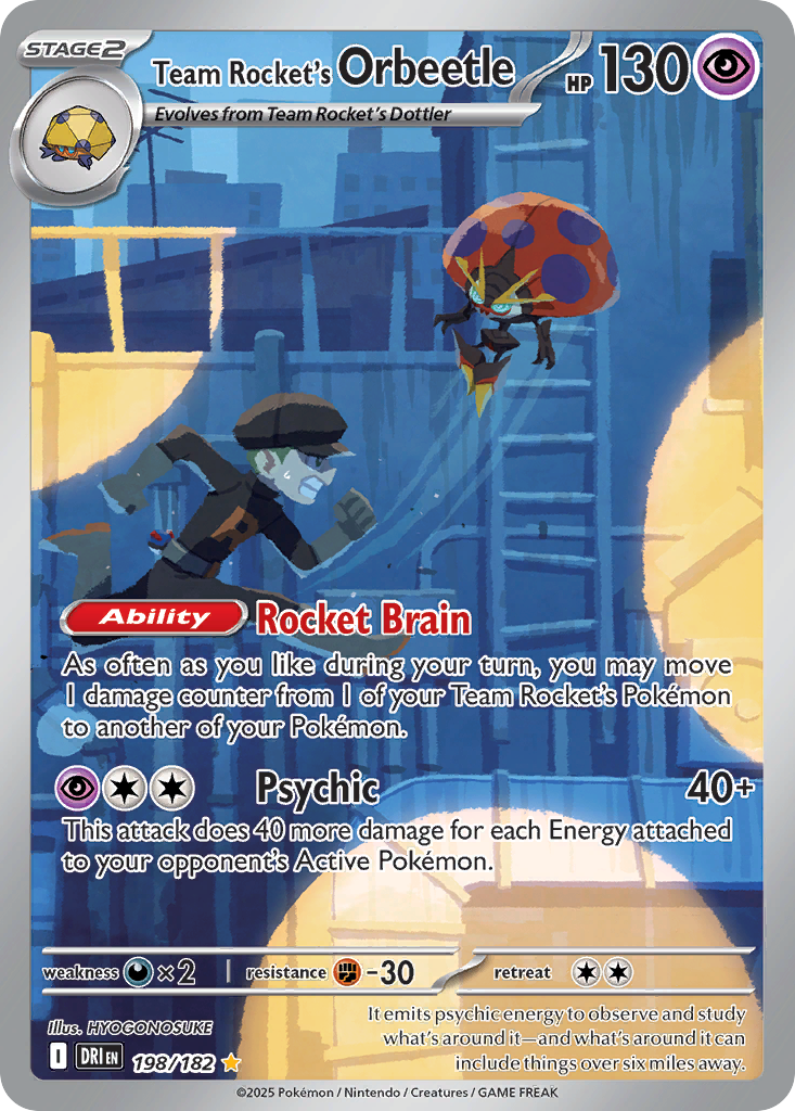 Team Rocket's Orbeetle 198/182 Illustration Rare Destined Rivals Pokemon NM