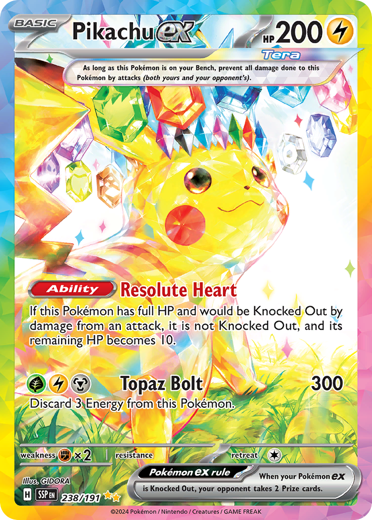 Pikachu ex 238/191 Special Illustration Rare Surging Sparks Pokemon Holo NM