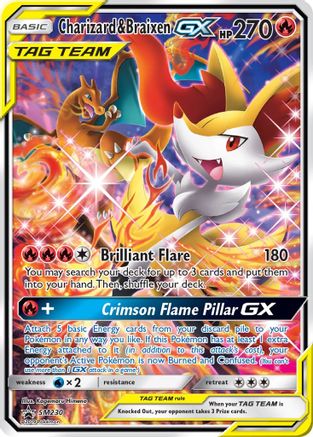 Charizard & Braixen GX - SM230 Holo Promo Sun & Moon Promo Pokemon HP