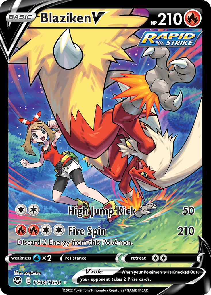Blaziken V TG14/TG30 Holo Ultra Rare Silver Tempest Trainer Gallery Pokemon NM