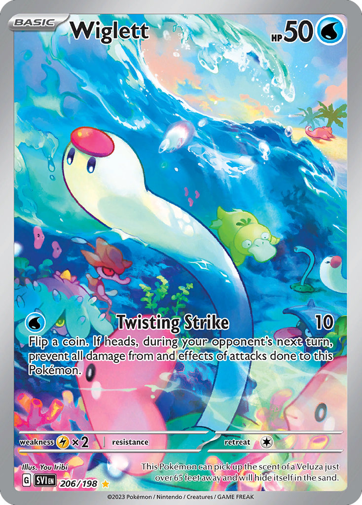 Wiglett 206/198 Illustration Rare Scarlet & Violet Pokemon Near Mint