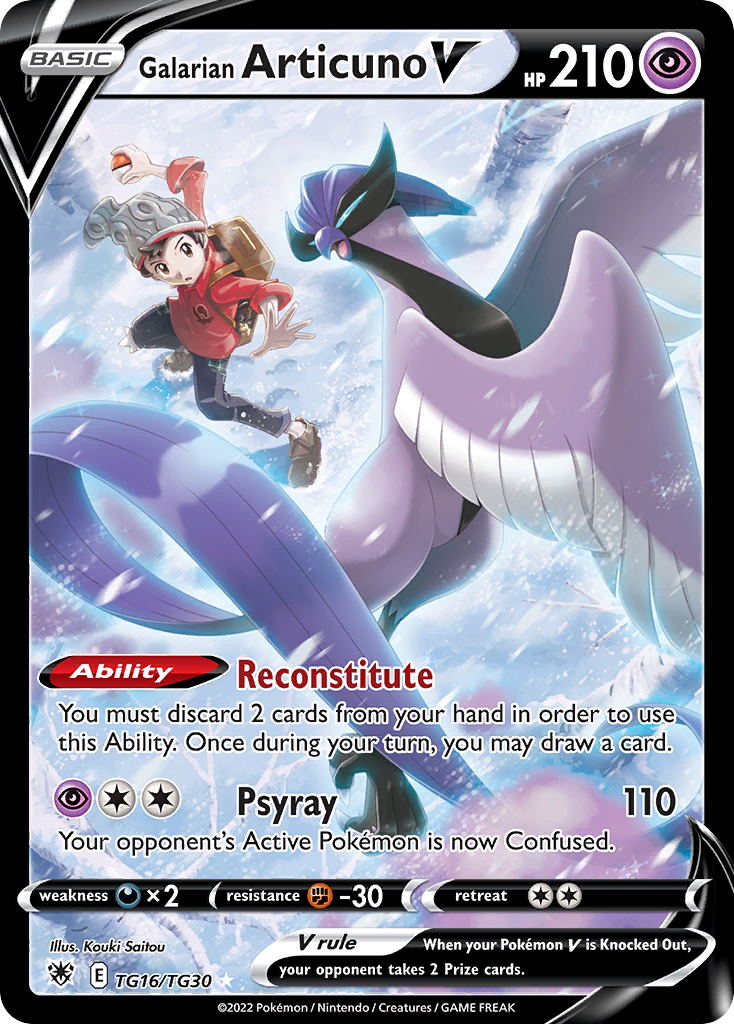 Galarian Articuno V TG16/TG30 Holo Astral Radiance Trainer Gallery Pokemon NM