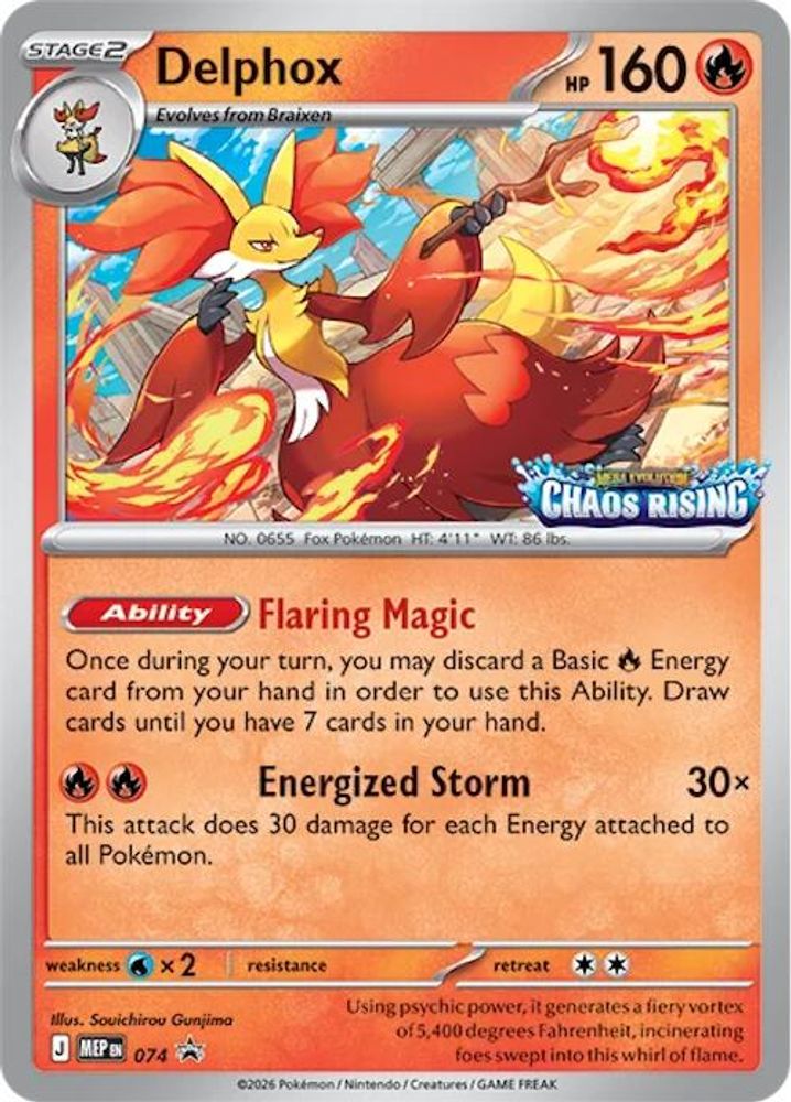 Delphox 074 Holo Promo ME: Mega Evolution Promo Pokemon Near Mint