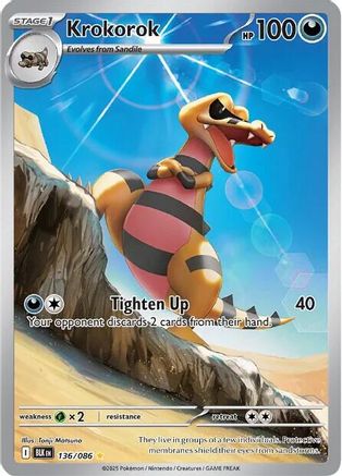 Krokorok 136/086 Holo Illustration Rare Black Bolt Pokemon Holo Near Mint