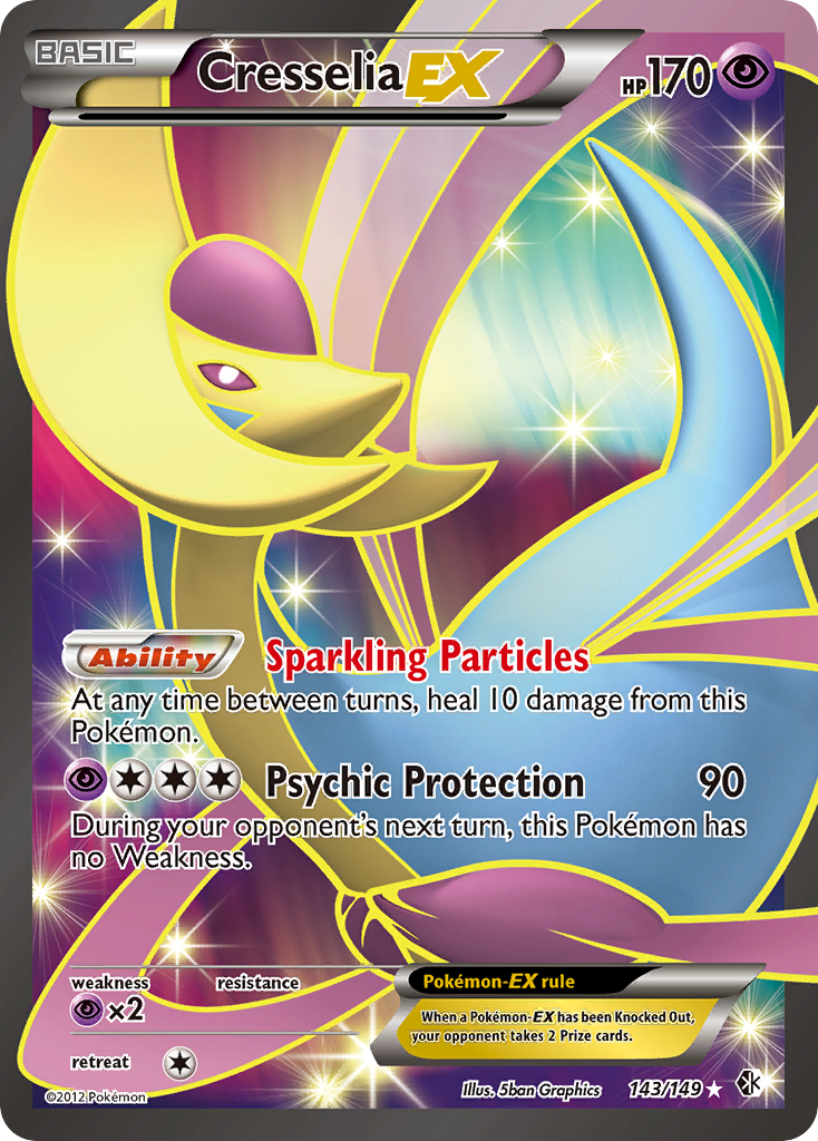 Cresselia EX 143/149 Ultra Rare Boundaries Crossed Pokemon Holo MP