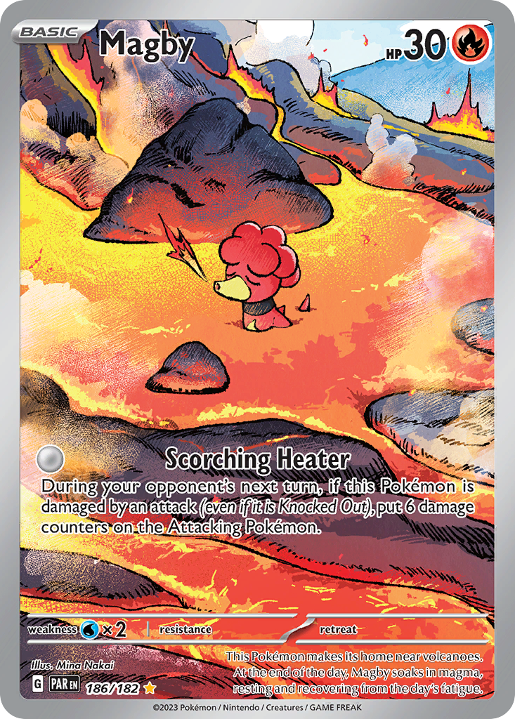 Magby 186/182 Illustration Rare Paradox Rift Pokemon Near Mint