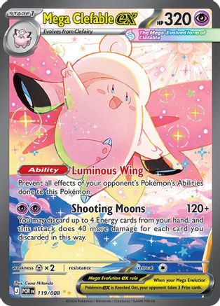 Mega Clefable ex 119/088 Holo Special Illustration Rare Perfect Order Pokemon NM