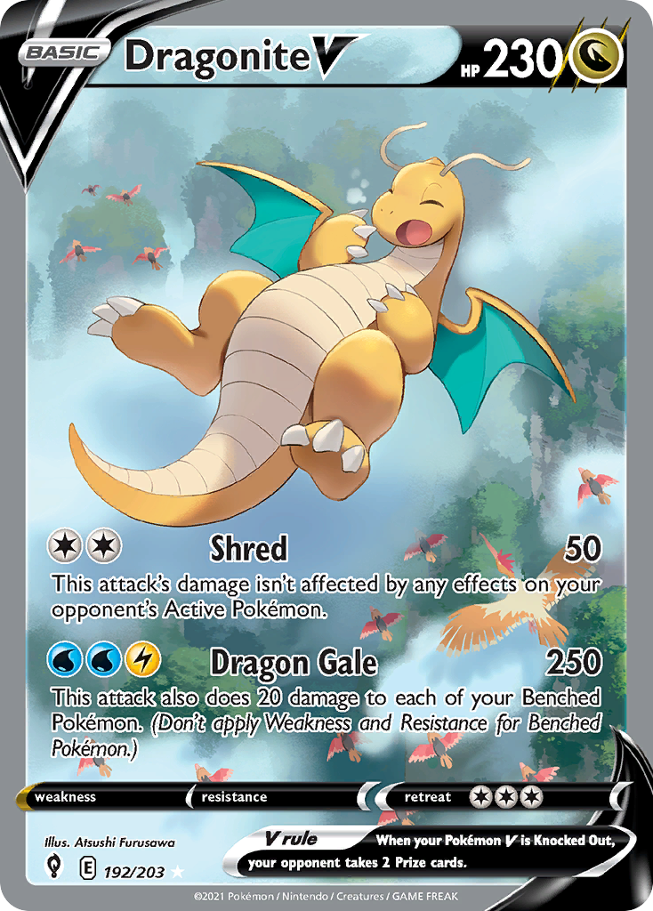 Dragonite V 192/203 Ultra Rare Evolving Skies Pokemon Holo Lightly Played